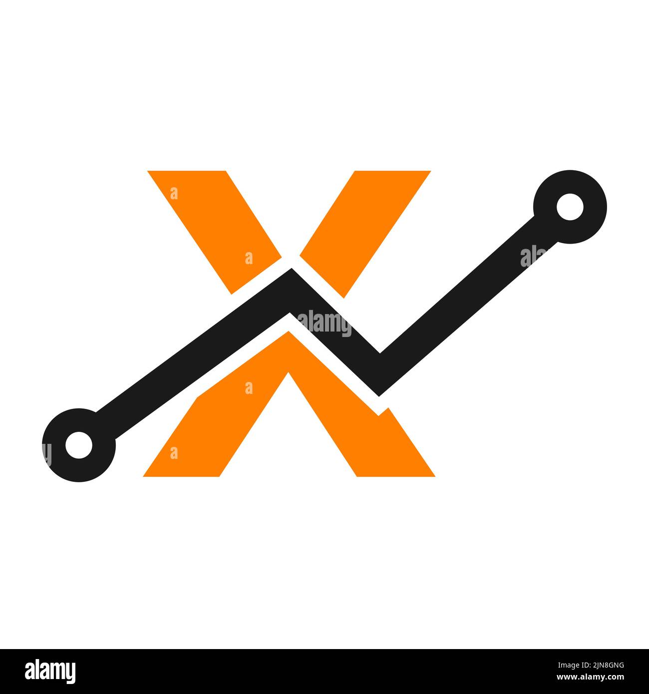 Design du logo de l'icône de la technologie Digital Letter X. Logo Business, Investment, Financial sur le modèle Letter X. Illustration de Vecteur
