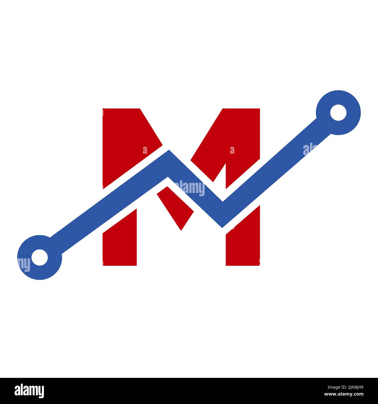 Design du logo de l'icône de la technologie Digital Letter M. Logo commercial, investissement, financier sur le modèle lettre M. Illustration de Vecteur