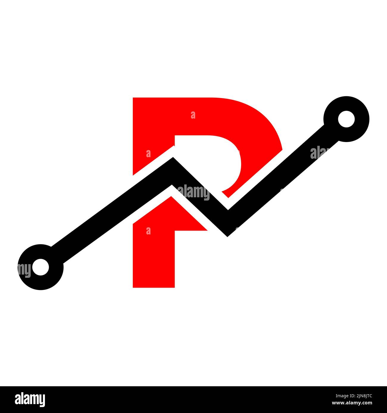 Design du logo de l'icône de la technologie lettre P numérique. Modèle de logo commercial, d'investissement et financier sur la lettre P. Illustration de Vecteur