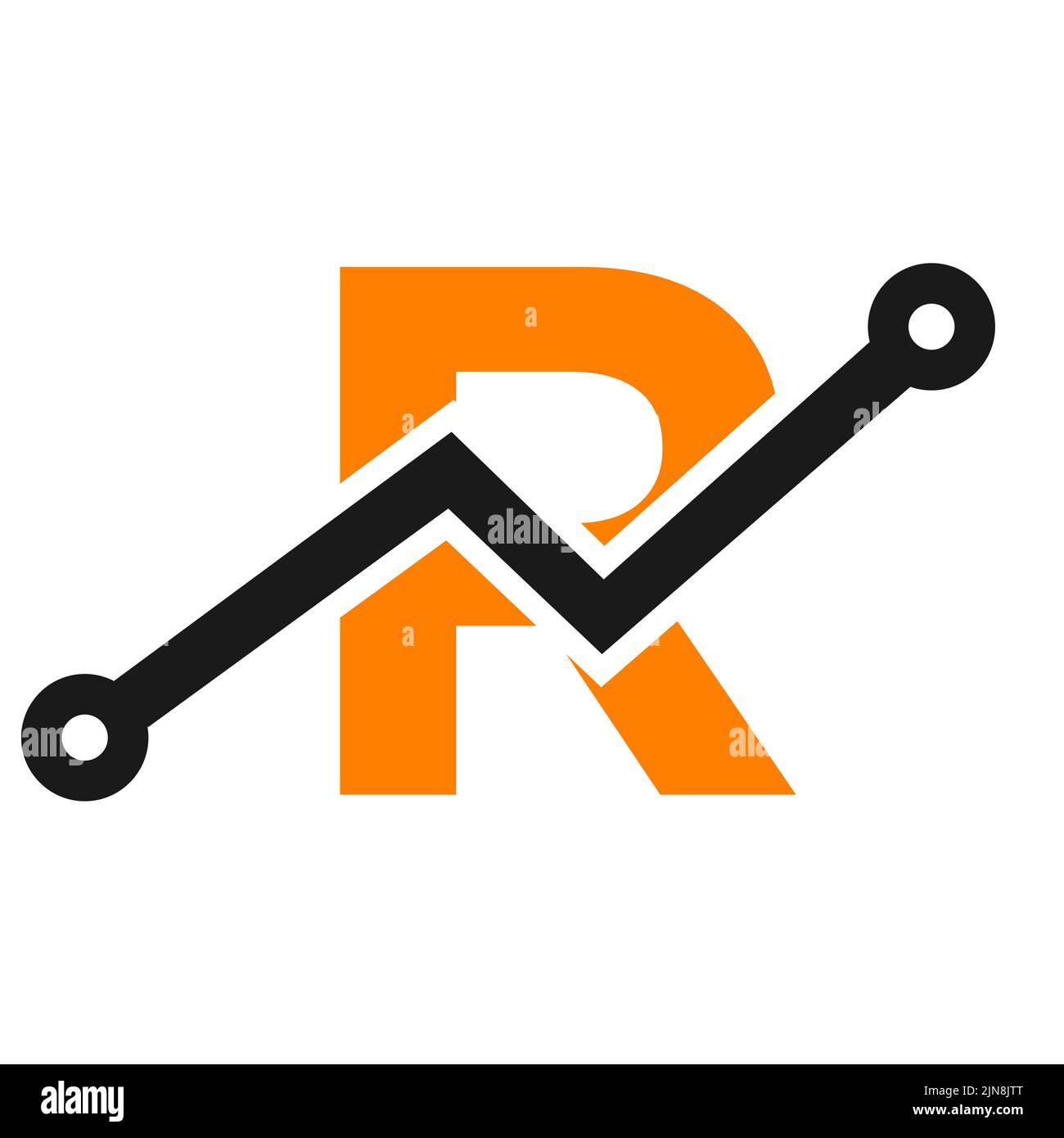 Logo icône de la technologie Digital Letter R. Business, Investment, Financial logo on Letter R Template Illustration de Vecteur