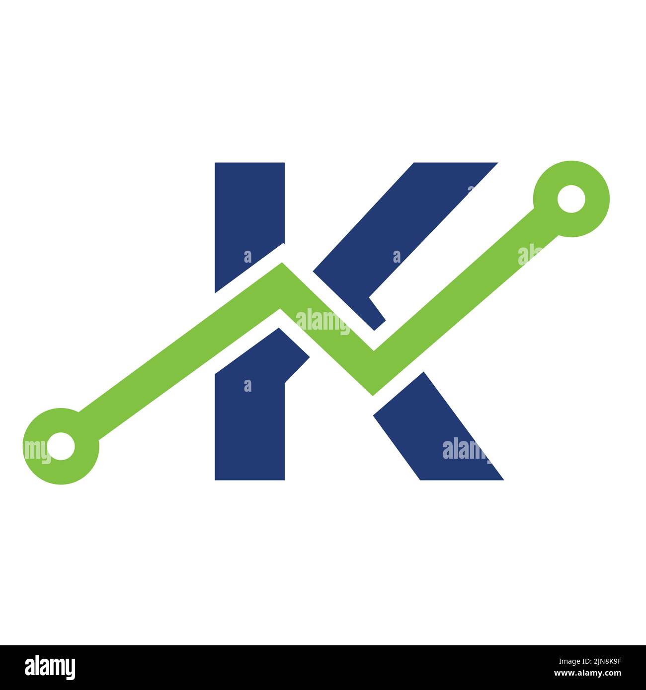 Design du logo de l'icône de la technologie Digital Letter K. Logo Business, Investment, Financial sur le modèle lettre K. Illustration de Vecteur