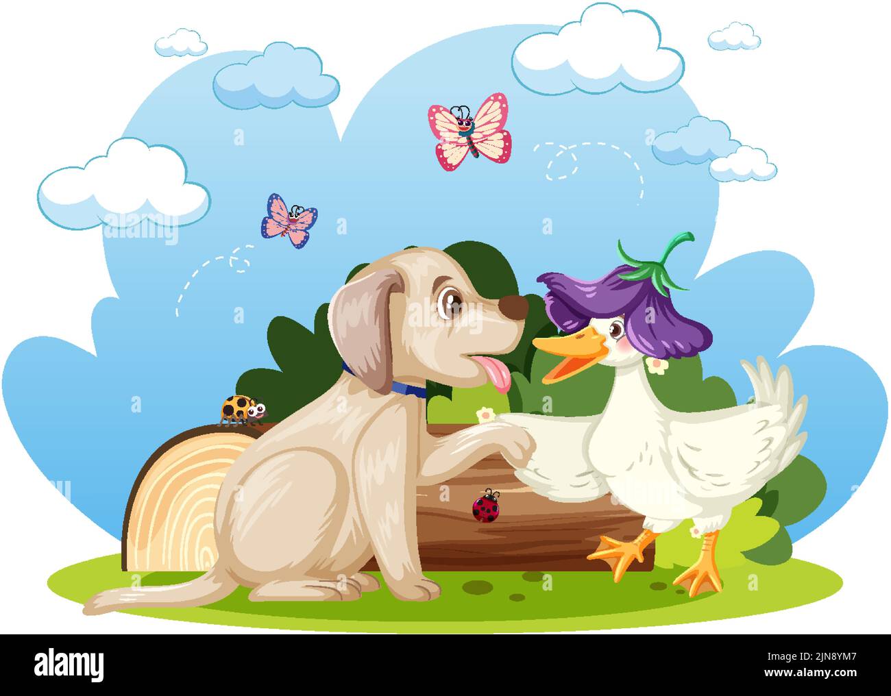 Illustration de la poignée de chien et de canard mignon Illustration de Vecteur