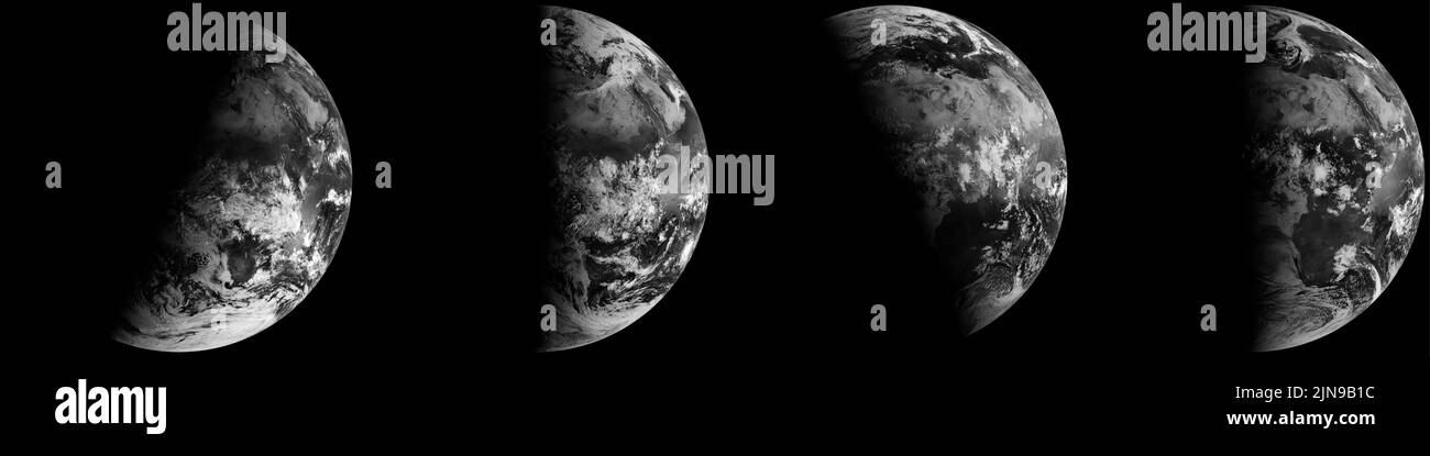 Les saisons de la Terre, les équinoxes et les solstices de l'espace, le solstice d'été de la Terre, l'équinoxe d'automne du printemps. Banque D'Images