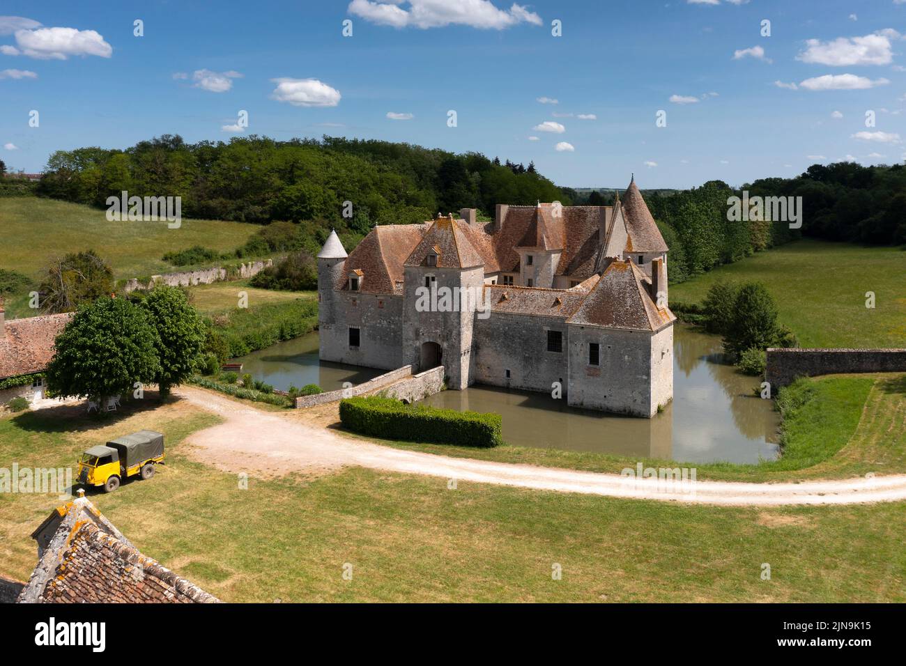 France, cher, Berry, Boulleret, Château de Buranlure, Château de Buranlure (vue aérienne) // France, cher (18), Berry, Boulleret, château de Buranlure (vue Banque D'Images