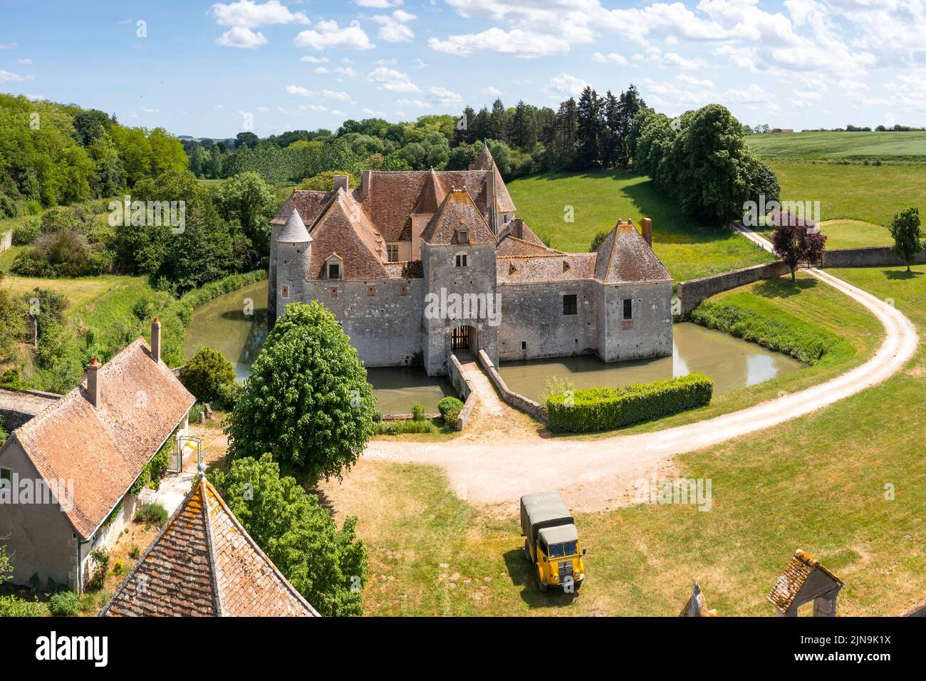 France, cher, Berry, Boulleret, Château de Buranlure, Château de Buranlure (vue aérienne) // France, cher (18), Berry, Boulleret, château de Buranlure (vue Banque D'Images