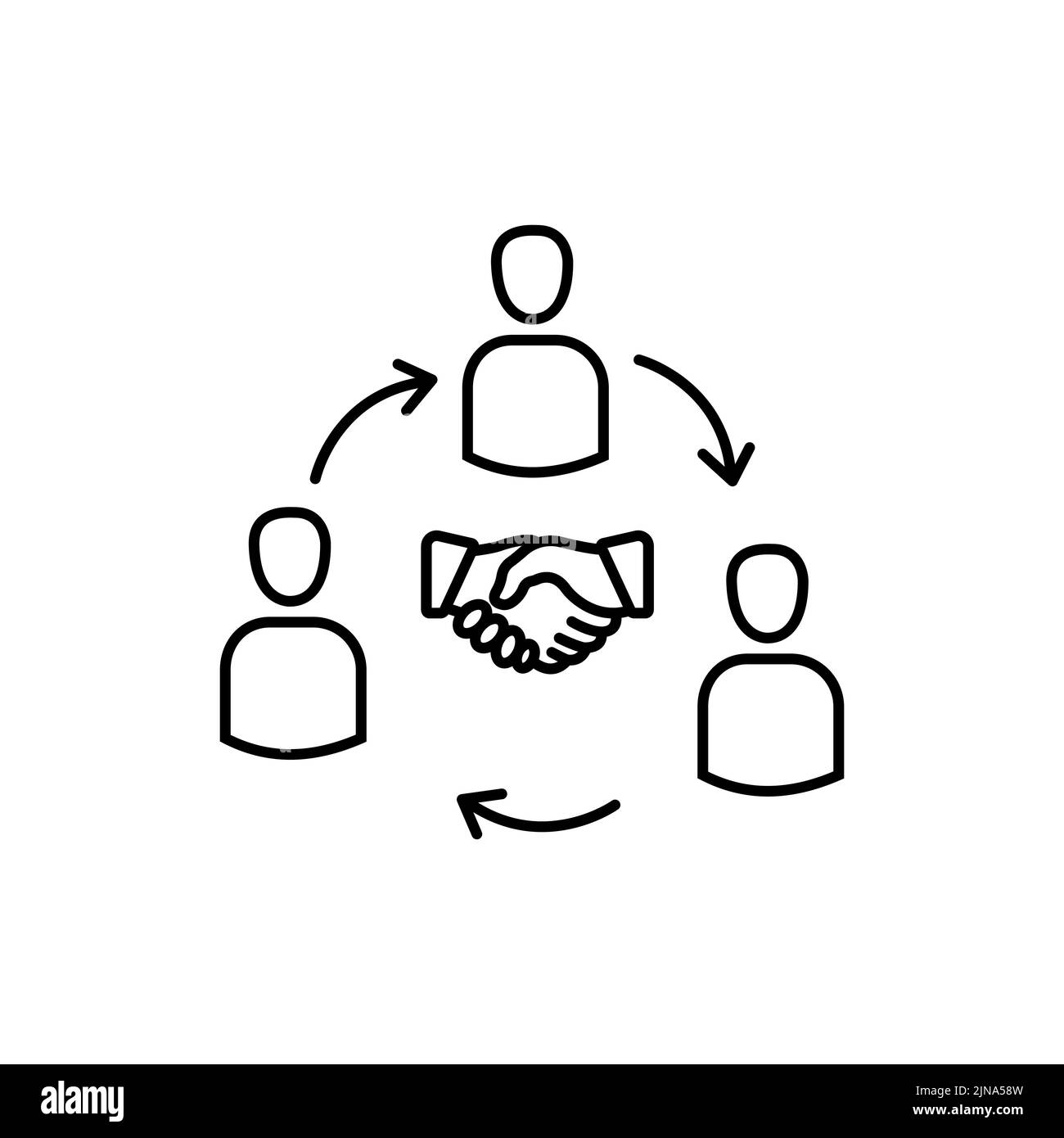 Icône de ligne - réunion. Icône linéaire de point d'assemblage. Illustration de Vecteur