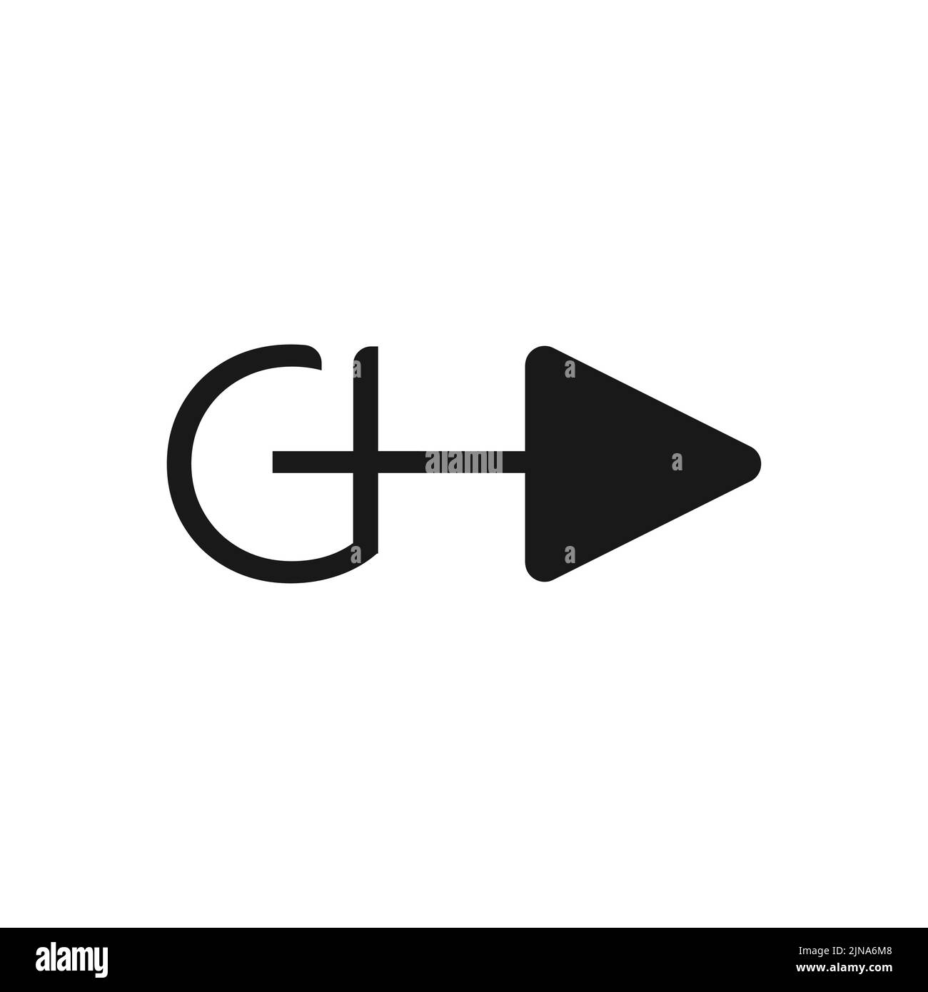 Texte GH initial logo design vecteur. Logo de média numérique avec lettre gh initiale et symbole de bouton de lecture Illustration de Vecteur