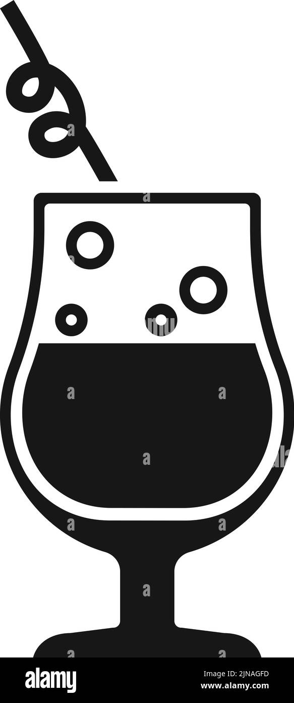 Boisson gazeuse en verre. Icône noire de rafraîchissement d'été Illustration de Vecteur