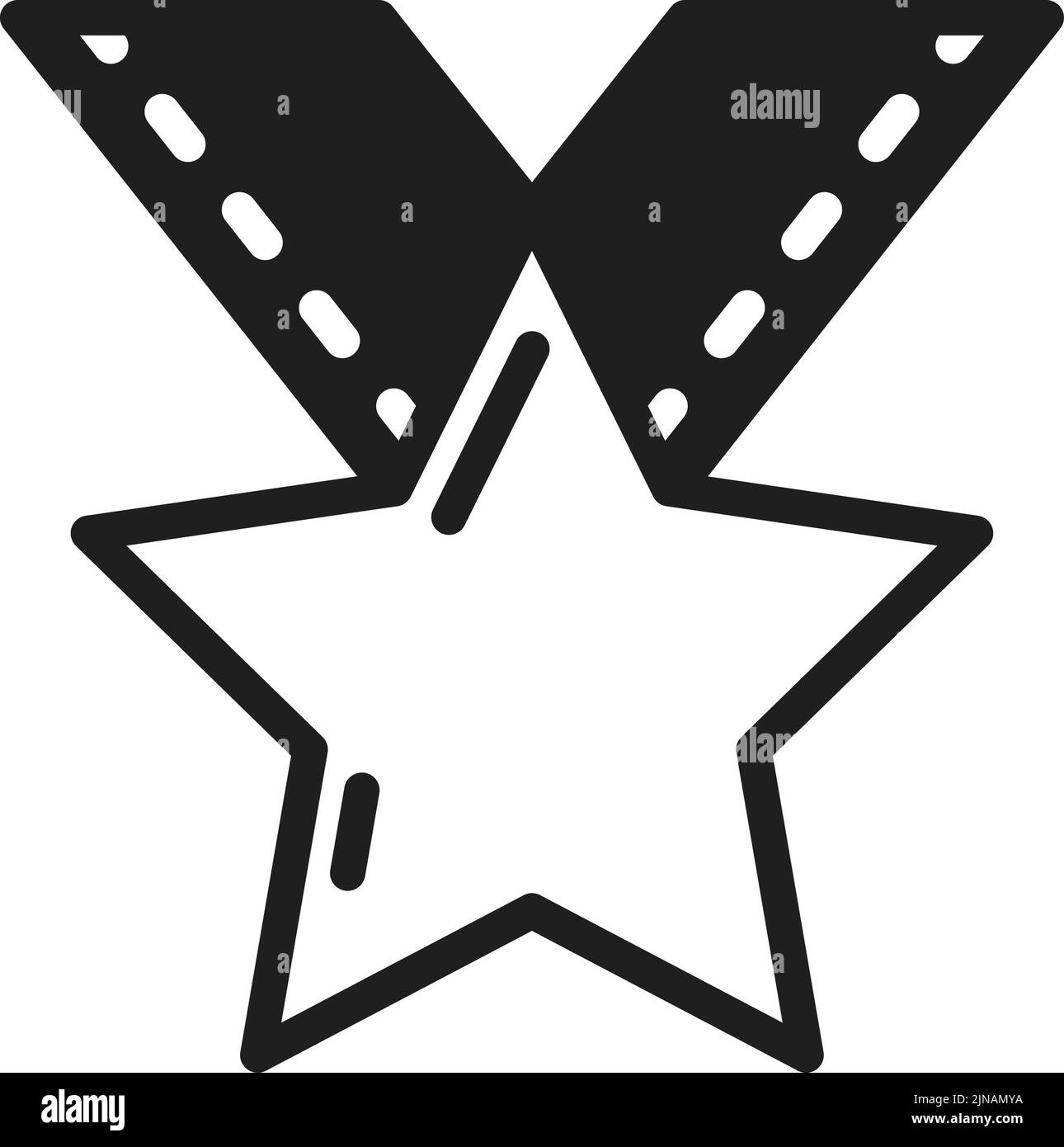 Médaille d'étoile sur le ruban. Symbole du gagnant. Logo du prix Illustration de Vecteur