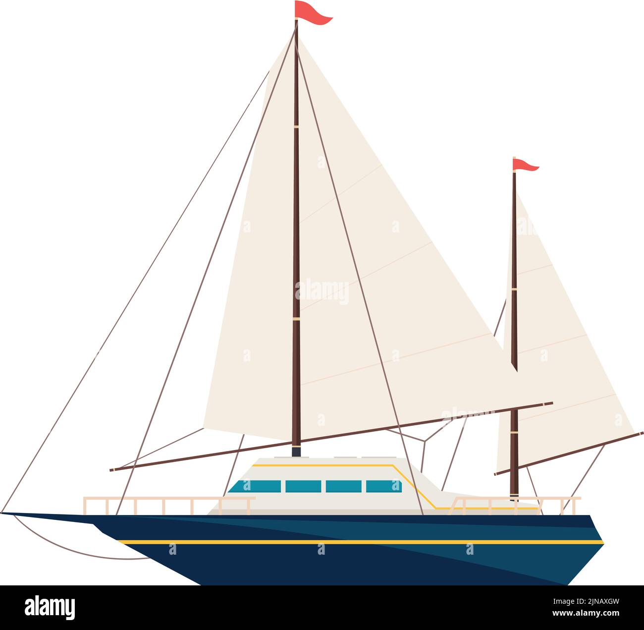 Bateau à voile. Icône de navire de voyage moderne Illustration de Vecteur