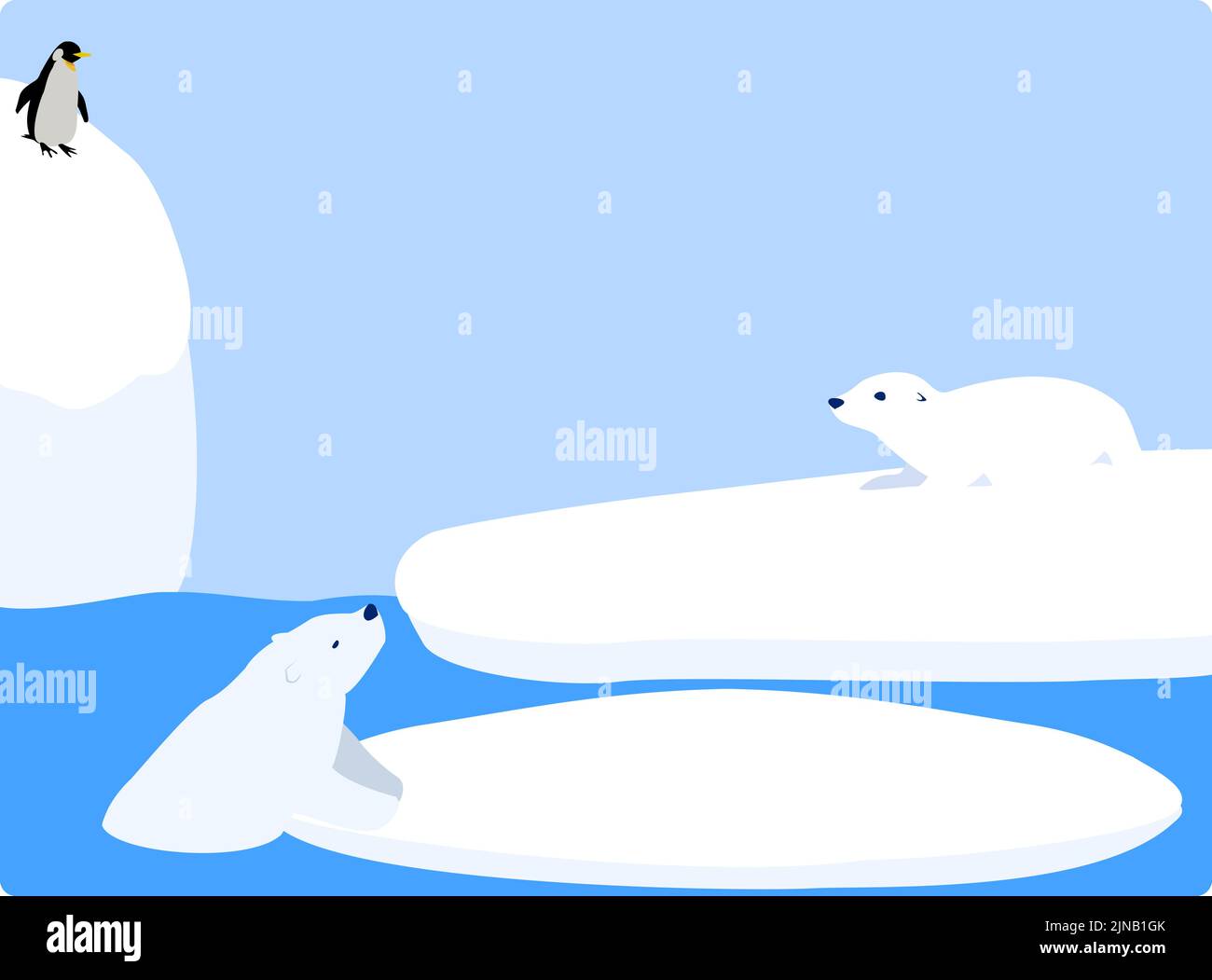 Dérive de glace, ours polaires, pingouins et lions de mer Illustration de Vecteur