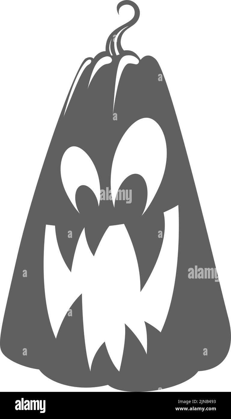 Icône citrouille folle. Silhouette noire avec dents sculptées Illustration de Vecteur