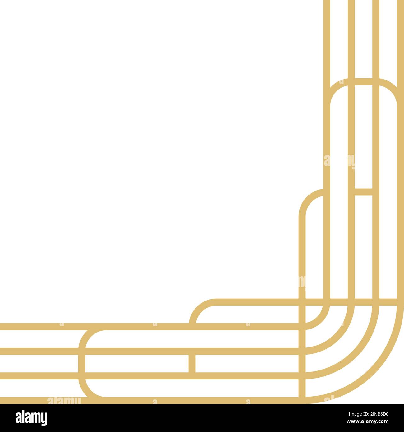 Coin de la ligne dorée dans un style ancien, bordure Art déco Illustration de Vecteur
