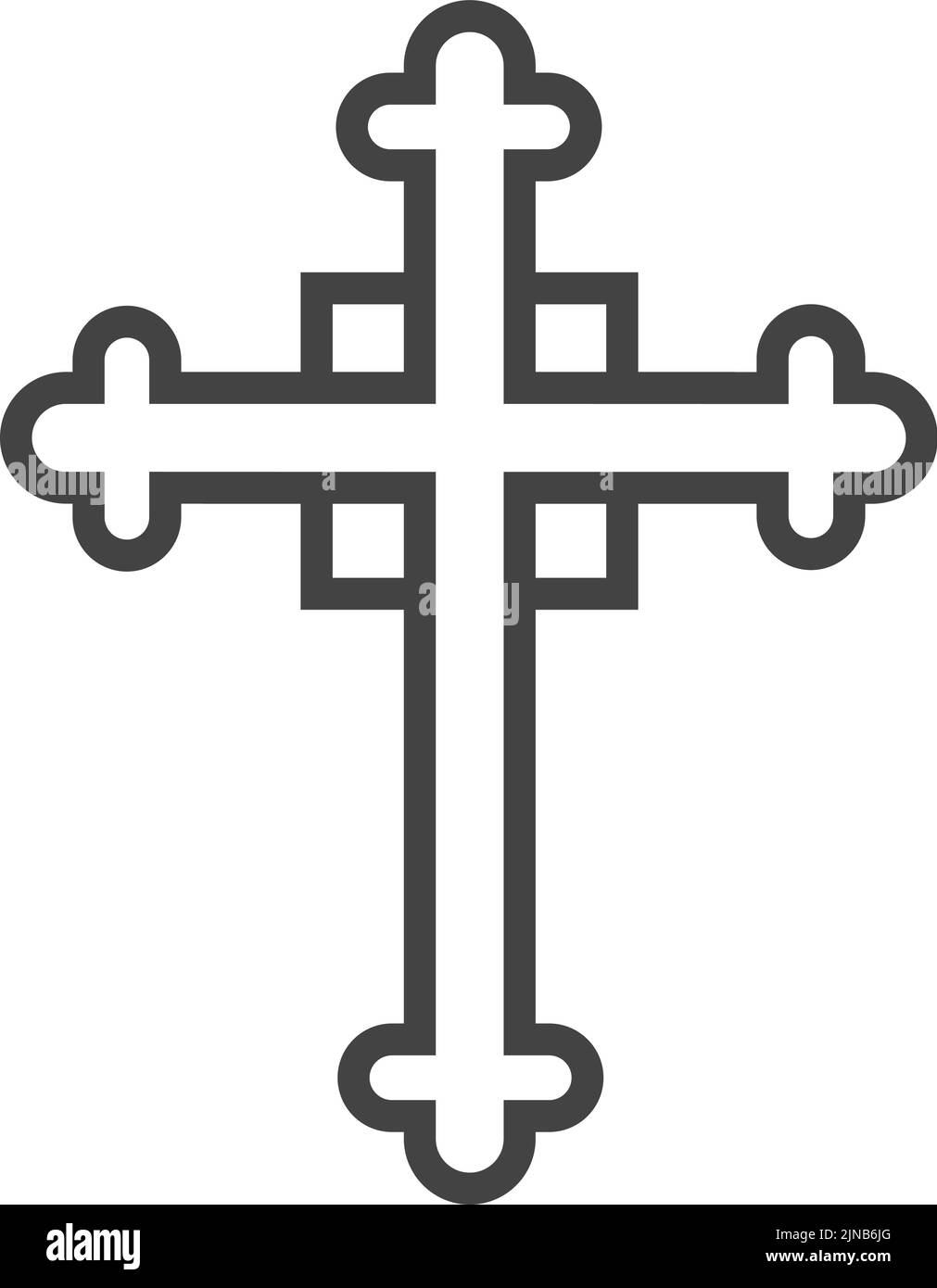 Croix catholique chrétienne. Symbole de la ligne du temple religieux Illustration de Vecteur