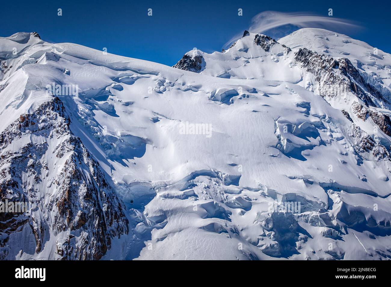 Calotte glaciaire du massif du Mont blanc en haute Savoie, Chamonix, Alpes françaises Banque D'Images