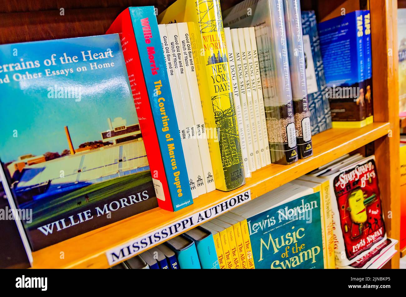 Livres par auteurs du Mississippi remplir les étagères à livres carrés, le 31 mai 2015, à Oxford, Mississippi. La librairie familiale a été fondée en 1979. Banque D'Images