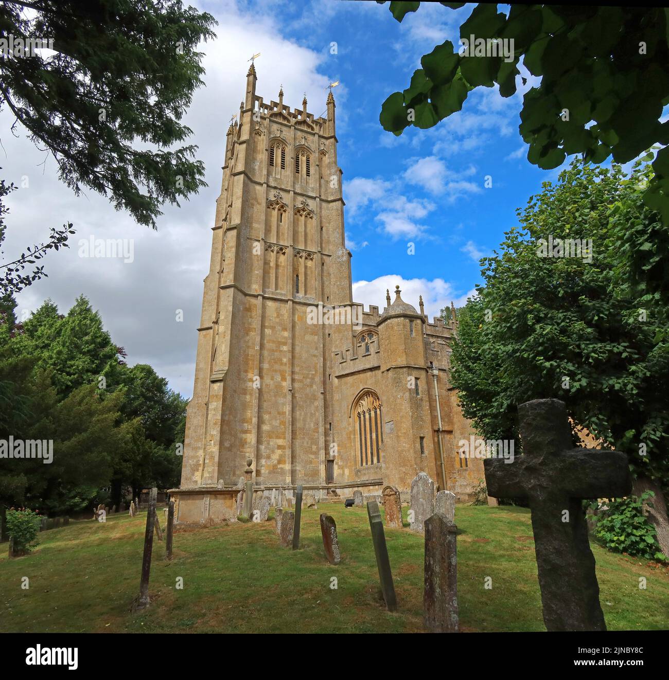 St James laine église tour, Chipping Campden, Cotswolds, Oxfordshire, Angleterre, Royaume-Uni, GL55 6AA Banque D'Images