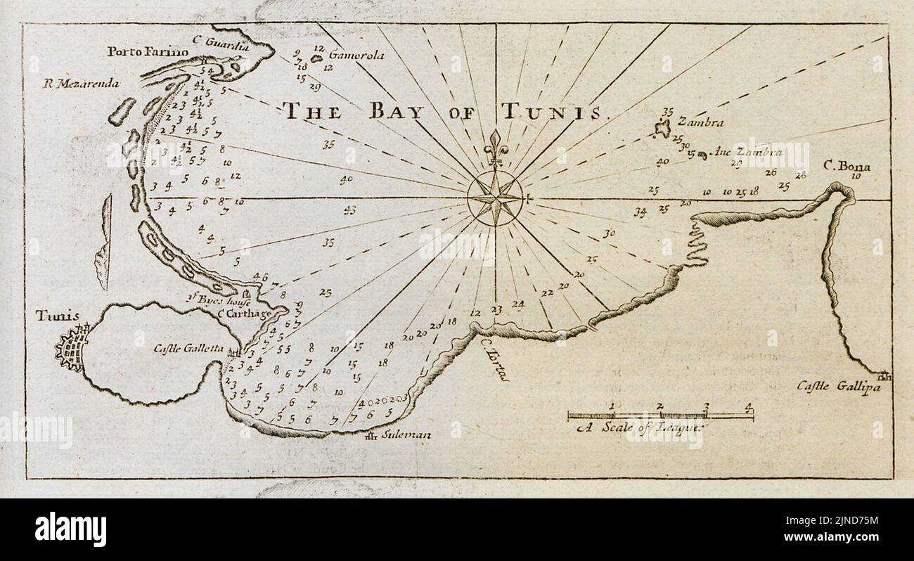 La baie de Tunis - vendeur John le pilote anglais - 1771 Banque D'Images