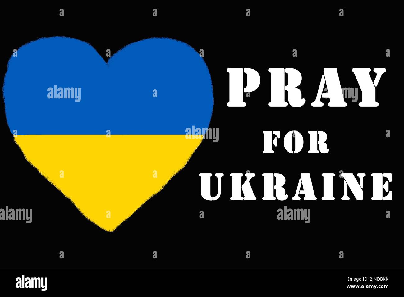 Ukraine drapeau amour forme coeur emblème noir fond priez pour l'Ukraine Banque D'Images