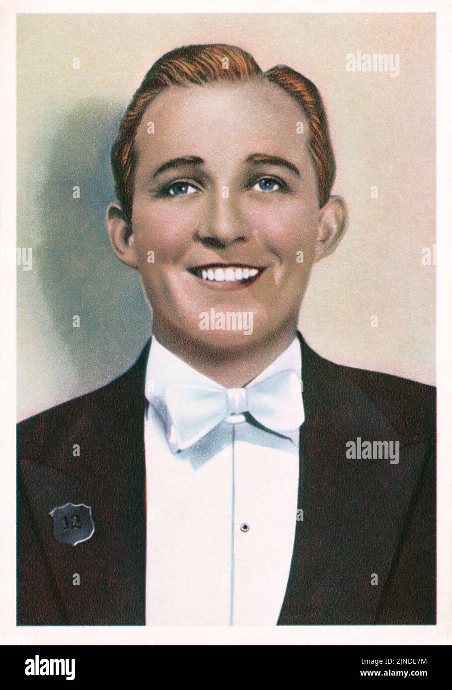 Chanteur et acteur Bing Crosby sur une carte de cigarette vintage de Reszke. Banque D'Images