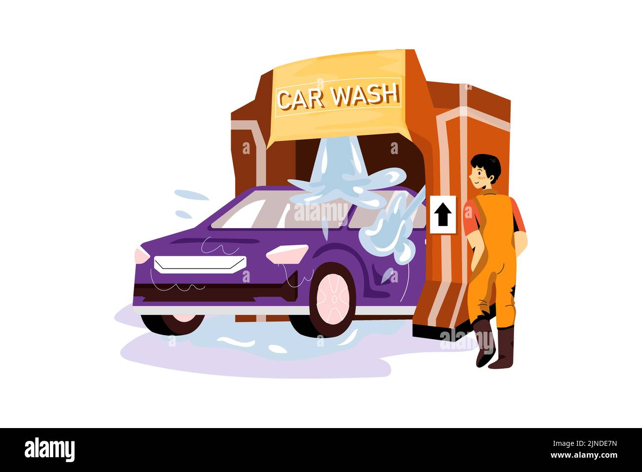 Concept d'illustration de lavage de voiture. Illustration plate isolée sur fond blanc Illustration de Vecteur