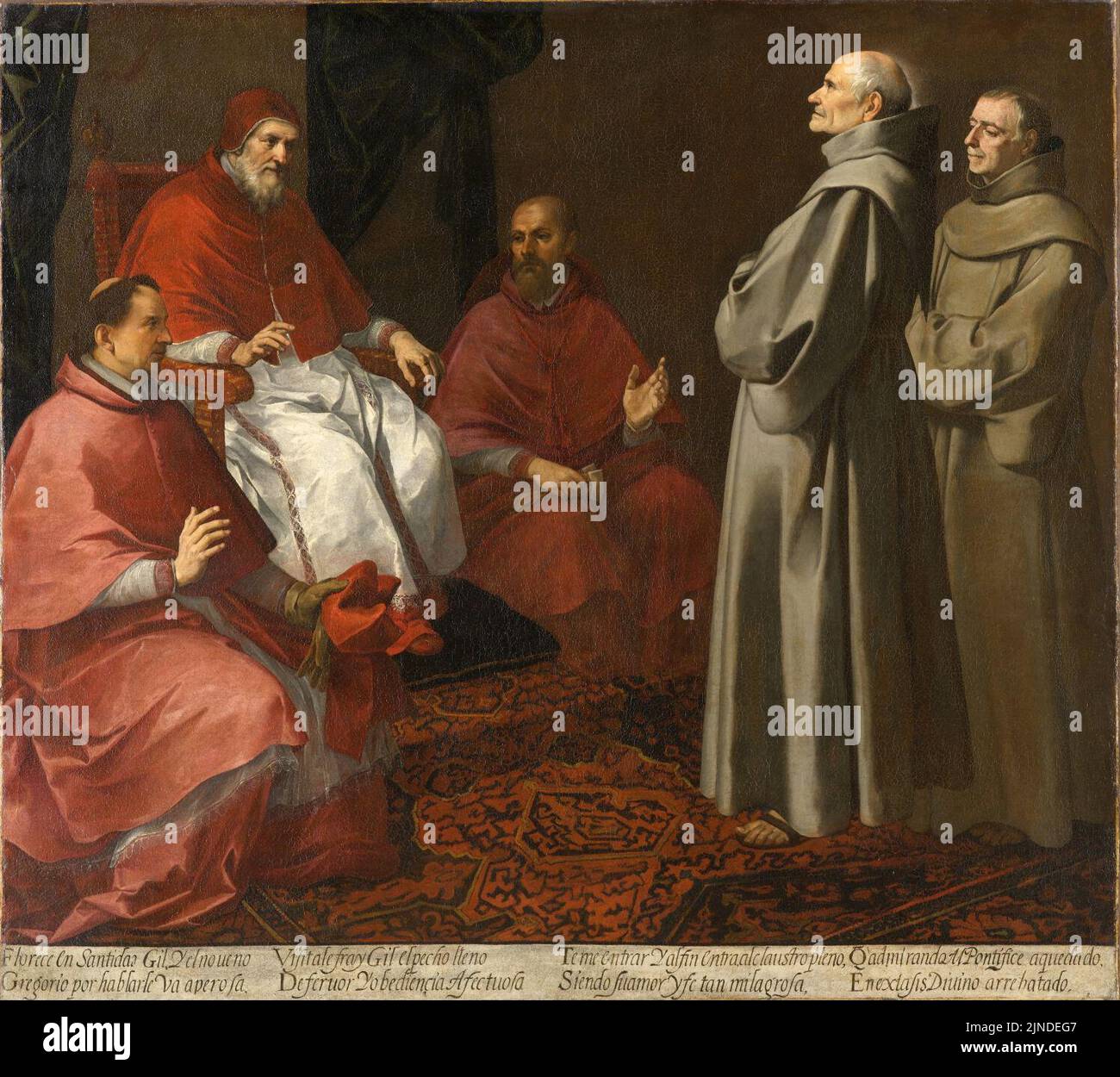 Le Bienheureux Giles devant le Pape Grégoire IX - Bartolomé Estéban Murillo Banque D'Images