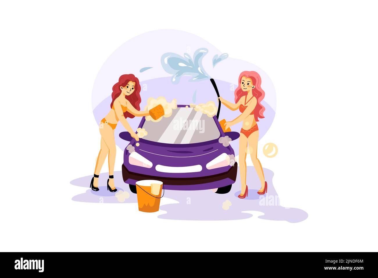 Concept d'illustration de lavage de voiture. Illustration plate isolée sur fond blanc Illustration de Vecteur