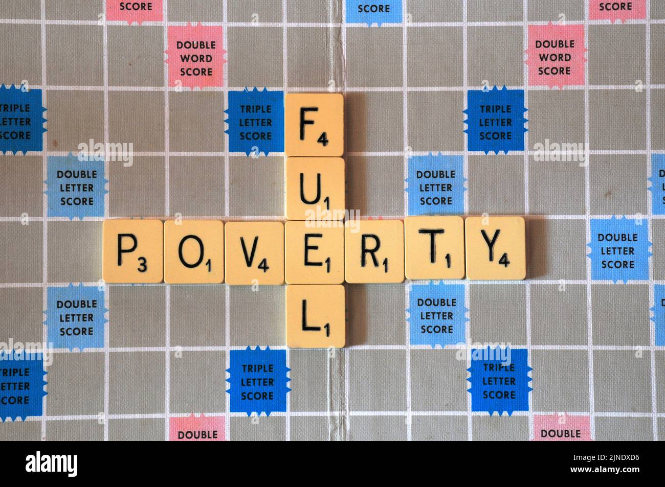 Lettres Scrabble illustrant la crise énergétique de 2022 Banque D'Images