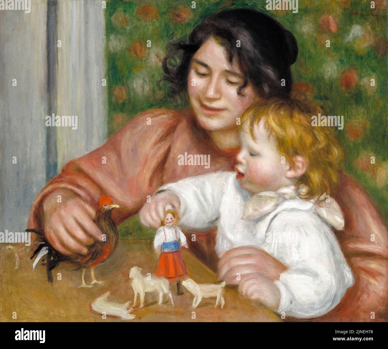 Enfant avec Toys, Gabrielle, et le fils de l’artiste, Jean, Peinture à l'huile sur toile par Pierre Auguste Renoir, 1895-1896 Banque D'Images
