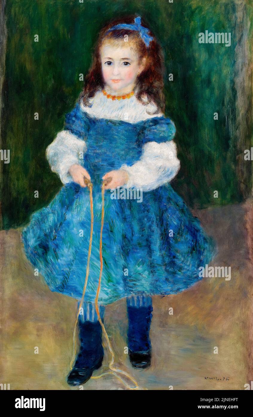 Fille avec une corde de saut (Portrait de Delphine Legrand), peinture à l'huile sur toile par Pierre Auguste Renoir, 1876 Banque D'Images