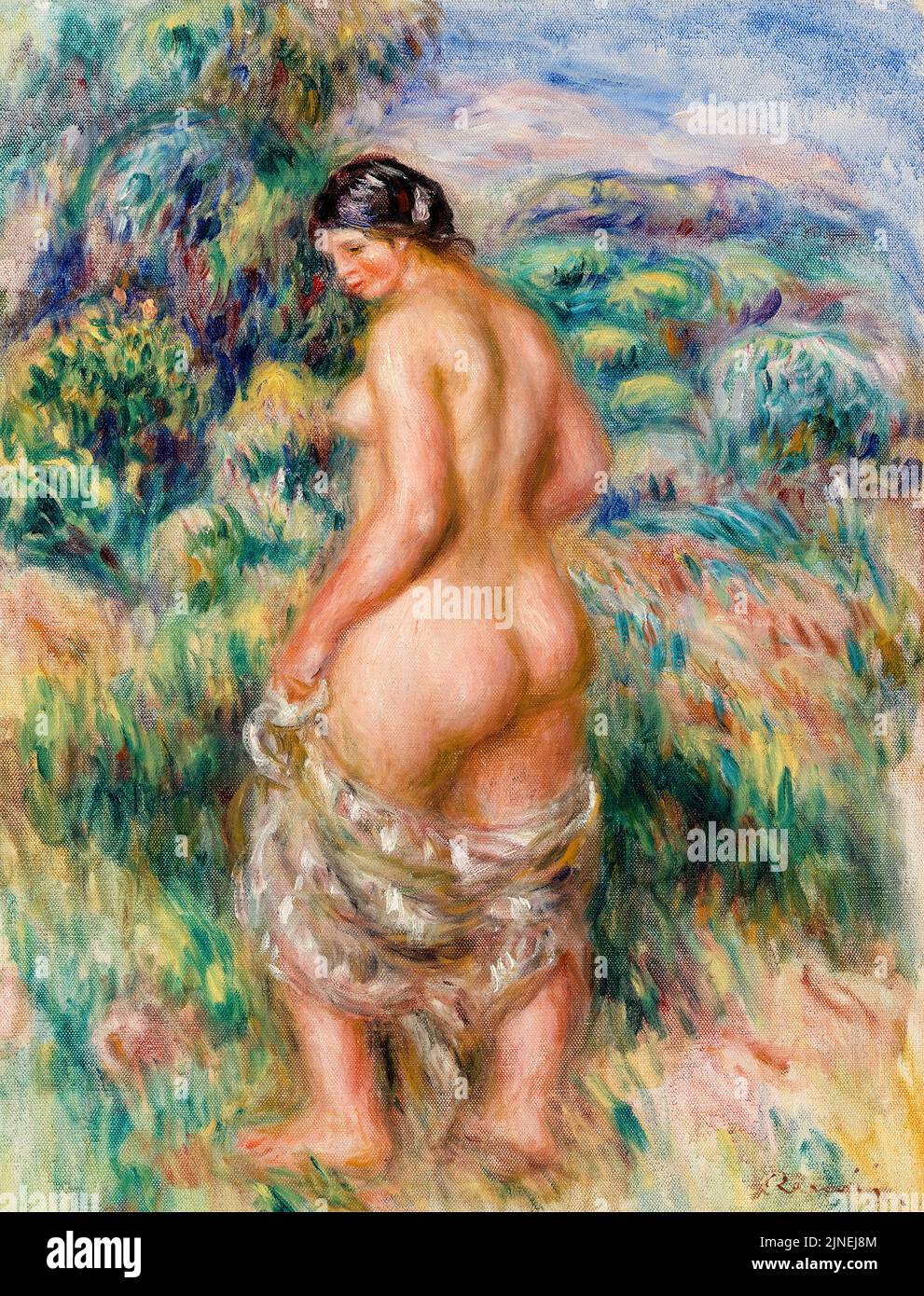 Bather debout, peinture à l'huile sur toile par Pierre Auguste Renoir, vers 1910 Banque D'Images