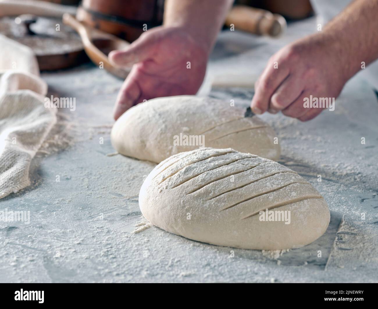 Fabrication de pain artisanal Banque D'Images