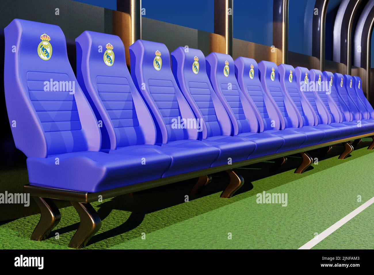 Real Madrid football club. Remplacer la banquette. 3D rendu Banque D'Images