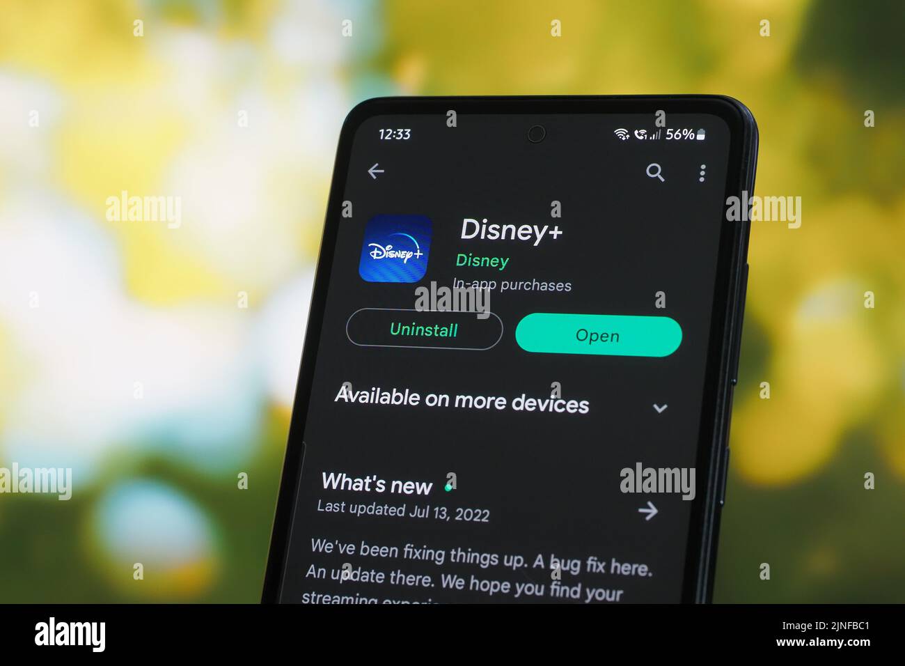 Galati, Roumanie - 11 juillet 2022: Application Disney+ disponible sur Google Play Store pour Android Banque D'Images