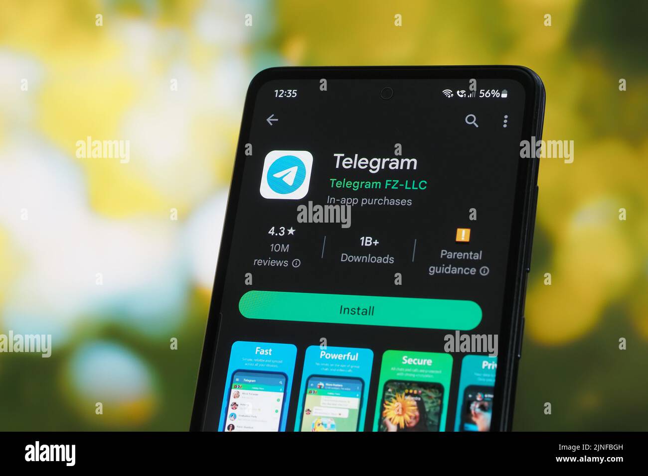 Galati, Roumanie - 11 juillet 2022: Application de télégramme disponible sur Google Play Store pour Android Banque D'Images