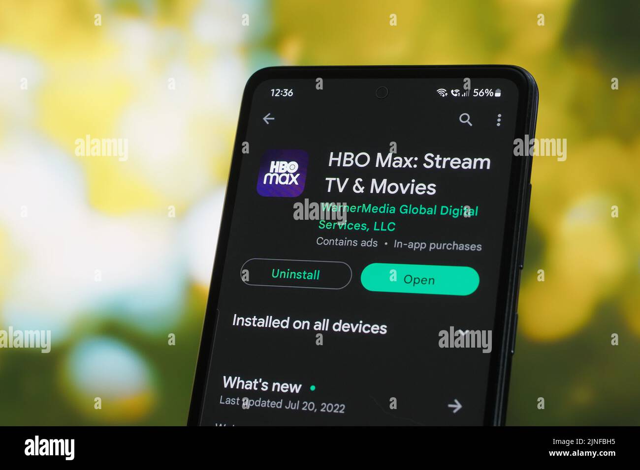 Galati, Roumanie - 11 juillet 2022: Application HBO Max disponible sur Google Play Store pour Android Banque D'Images
