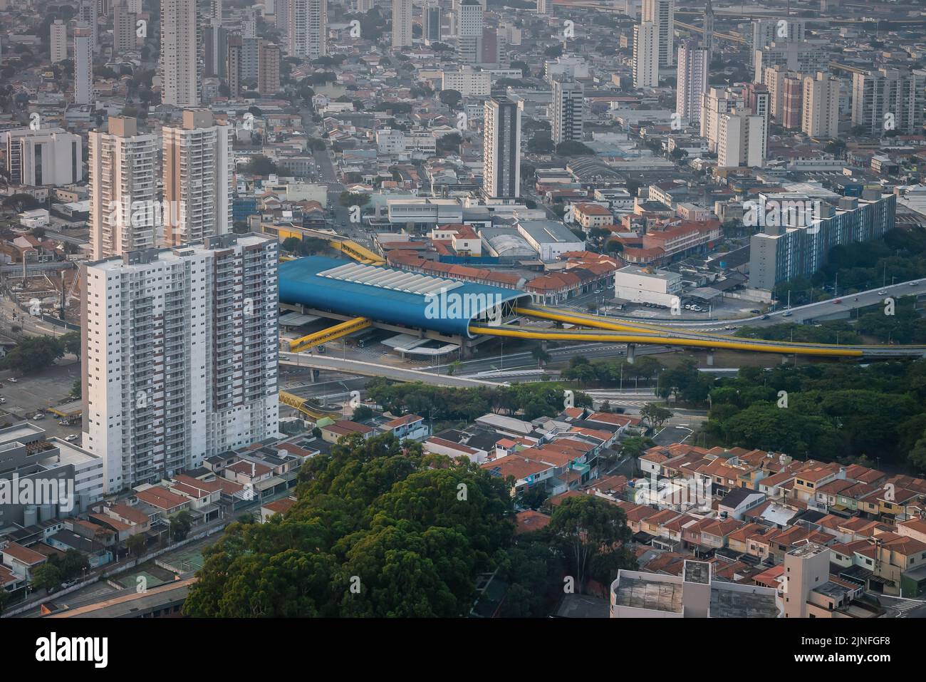Vue aérienne du terminal de bus de Sacoma - Sao Paulo, Brésil Banque D'Images