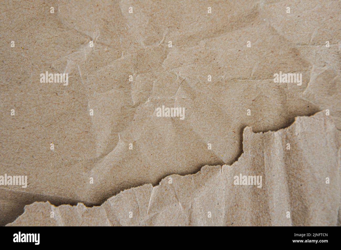 Papier brun froissé avec bords déchirés, arrière-plan de texture de papier artisanal Banque D'Images