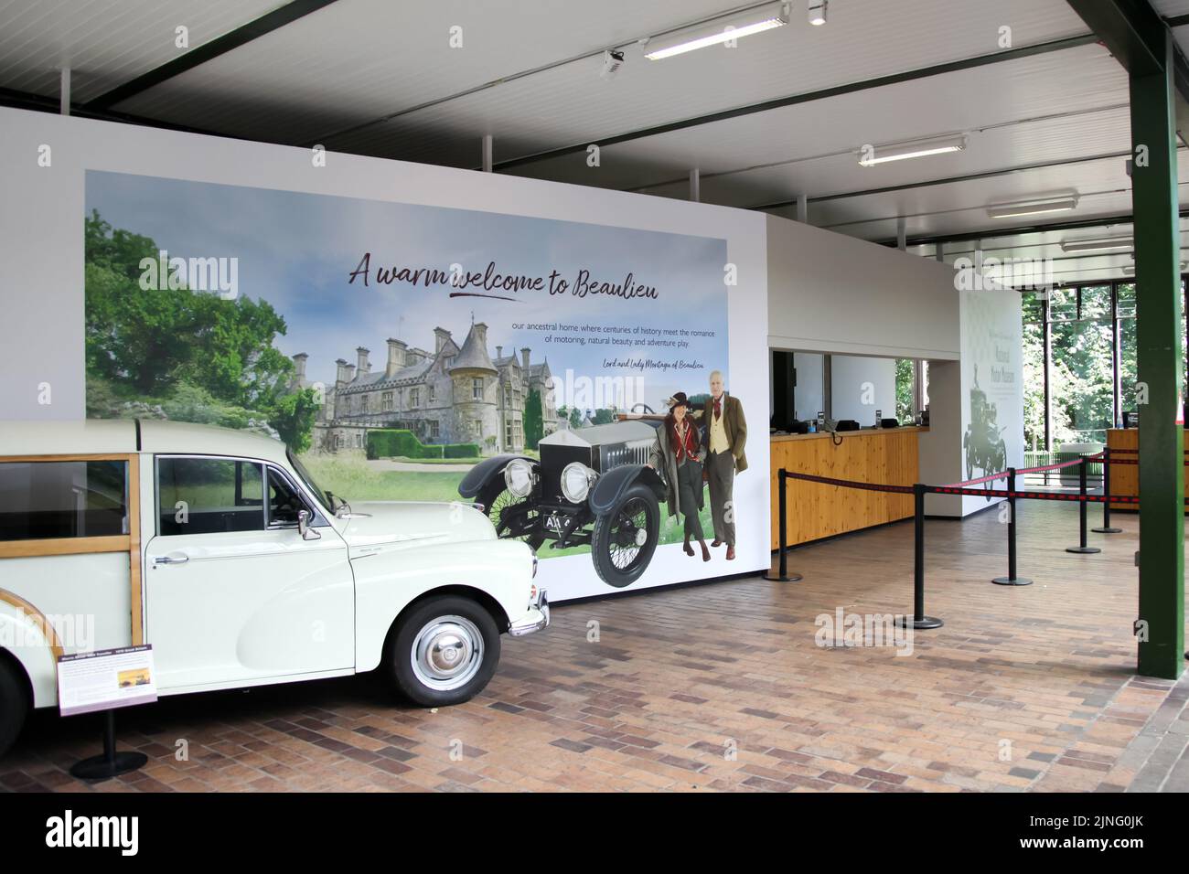 Réception d'entrée au Beaulieu Motor Museum, Southampton, Hampshire, Angleterre, Royaume-Uni, Août 2022 Banque D'Images
