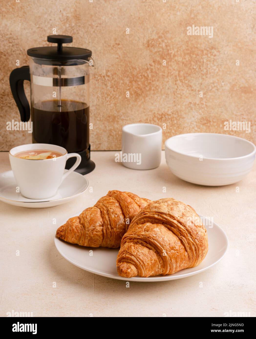 Beurre croissant sous différents angles et approches. Banque D'Images
