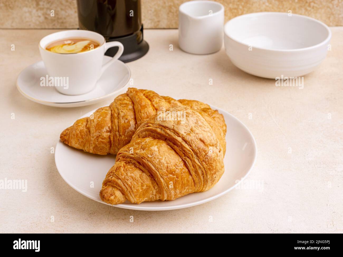 Beurre croissant sous différents angles et approches. Banque D'Images