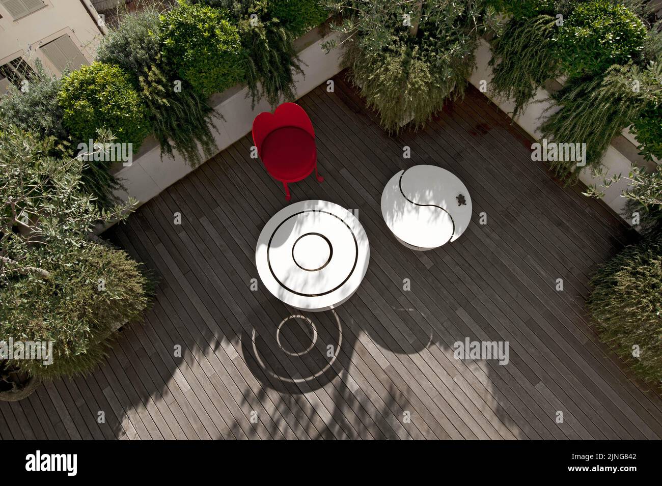 Architecture bio-durable, appartement sur plusieurs niveaux avec terrasses. Banque D'Images