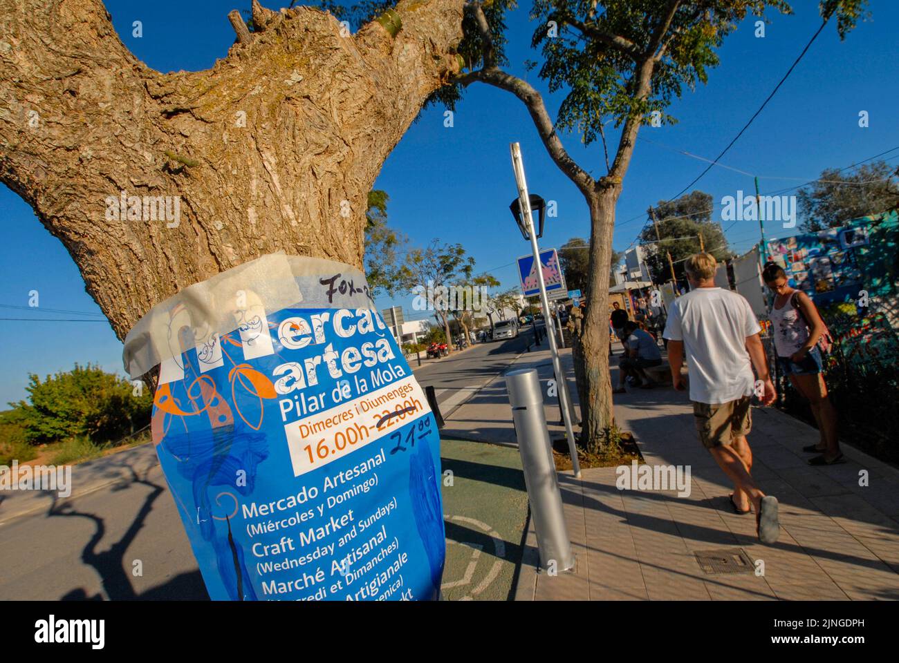 La Mola Hippie marché le dimanche, Formentera Banque D'Images