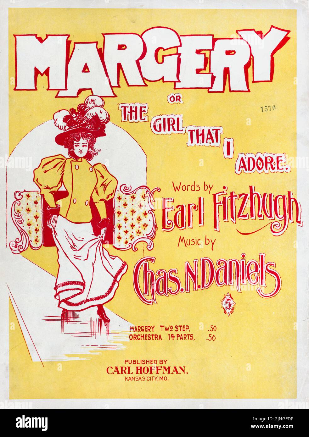 Margery, ou, la fille que j'adore (1897) mots de Earl Fitzhugh, musique de Charles N. Daniels, publié par Carl Hoffman. Couverture de la feuille de musique. Banque D'Images
