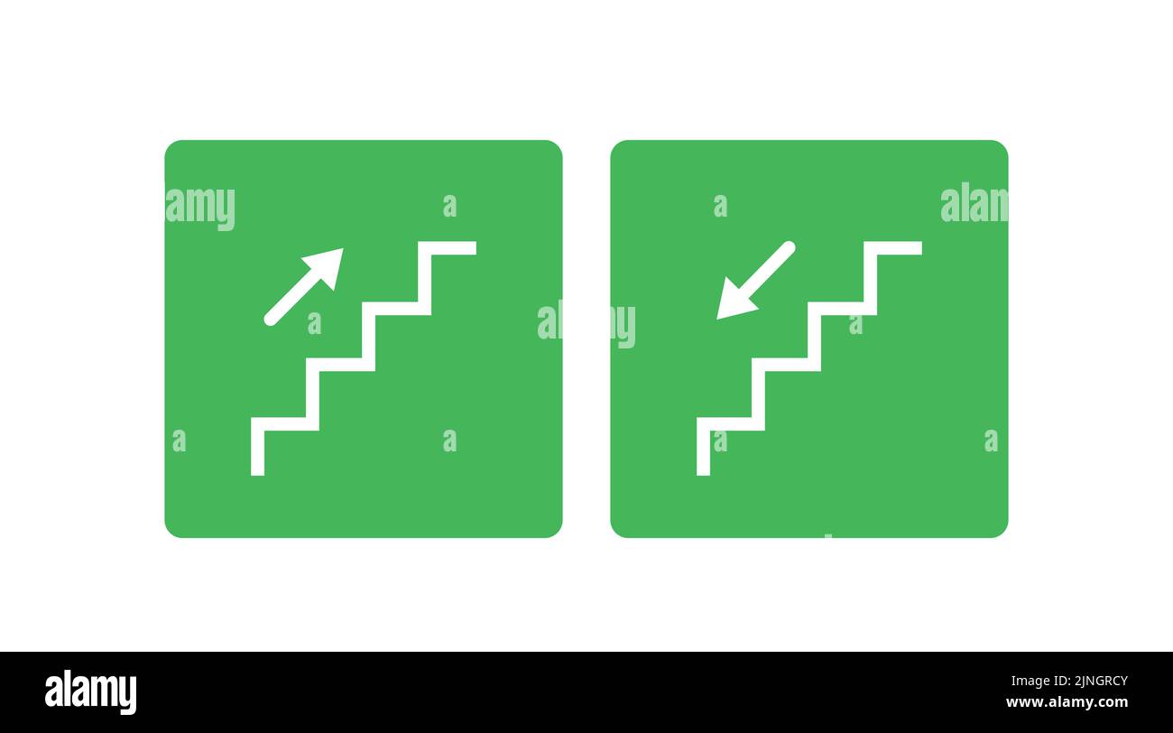Icône escalier avec flèches vers le haut et vers le bas. Illustration vectorielle plate isolée Illustration de Vecteur