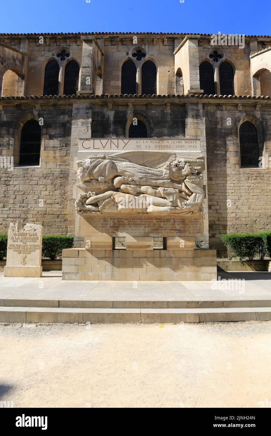 Victoire Ailée. Monument aux morts inauguré par le général Jean de Lattre-de-Tassigny, François Mitterrand et Charles Pleindoux le 16 août 1948. Secon Banque D'Images