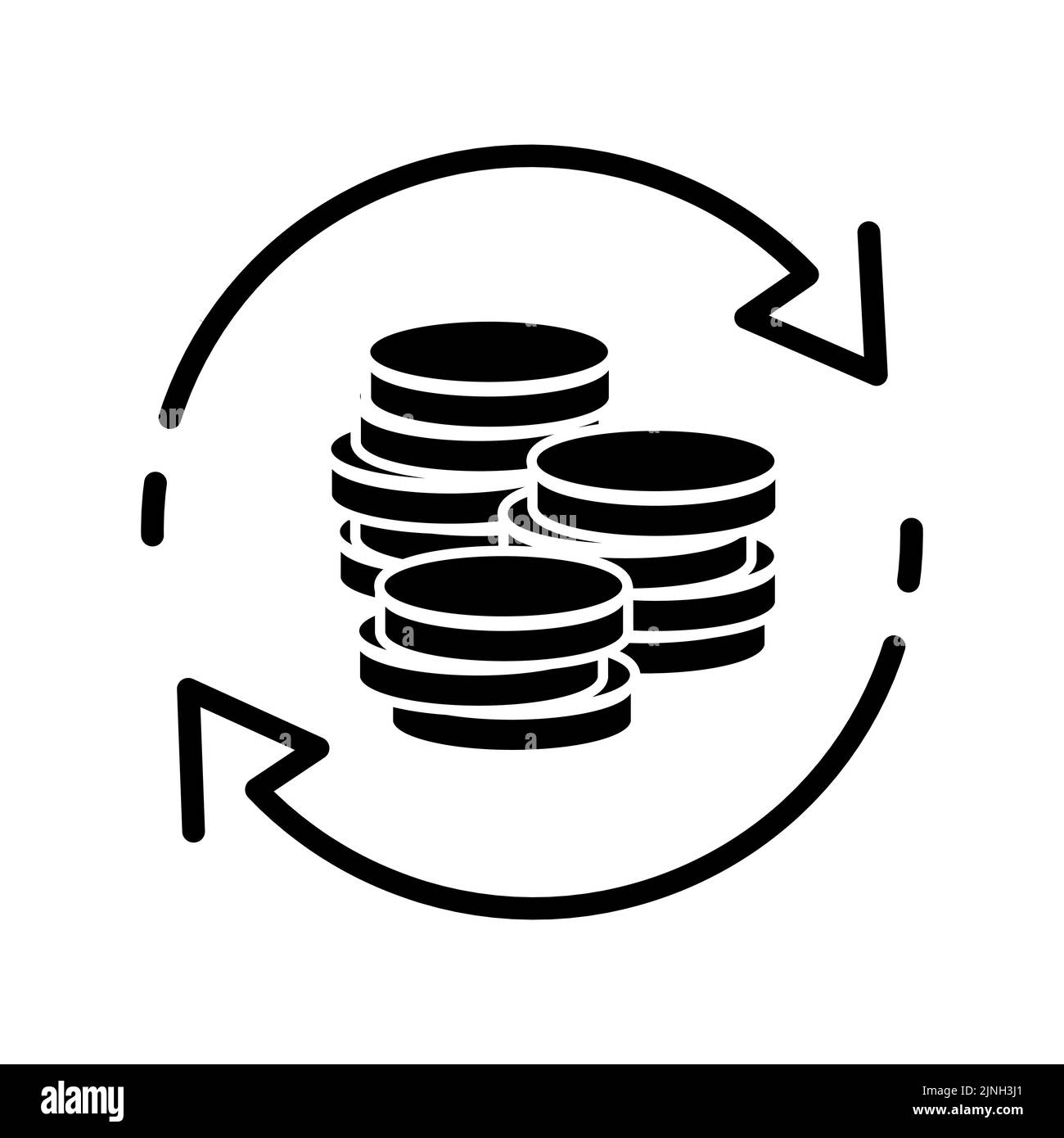L'icône de transfert d'argent en style télévision Coin icône recharger Illustration de Vecteur