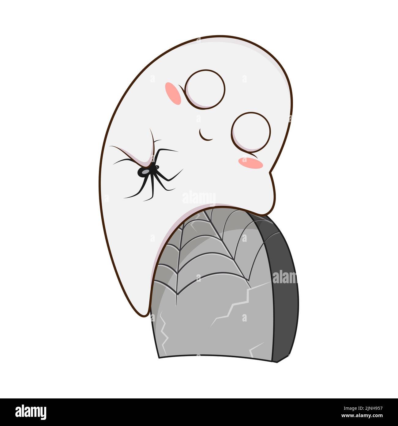 Joli fantôme halloween sur fond blanc. Illustration de Vecteur