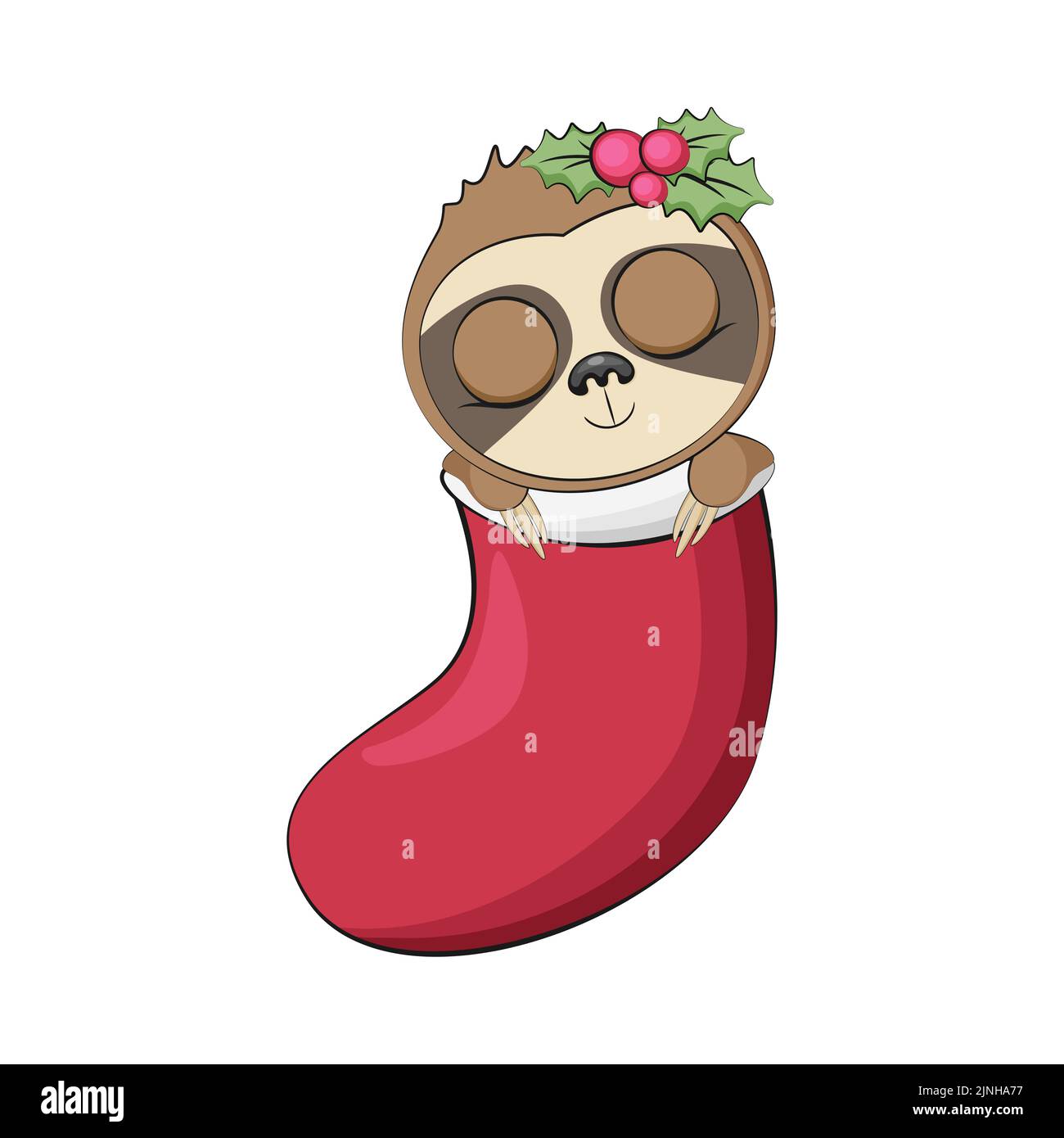 Adorable sloth de noël. Vacances d'hiver. Illustration de Vecteur