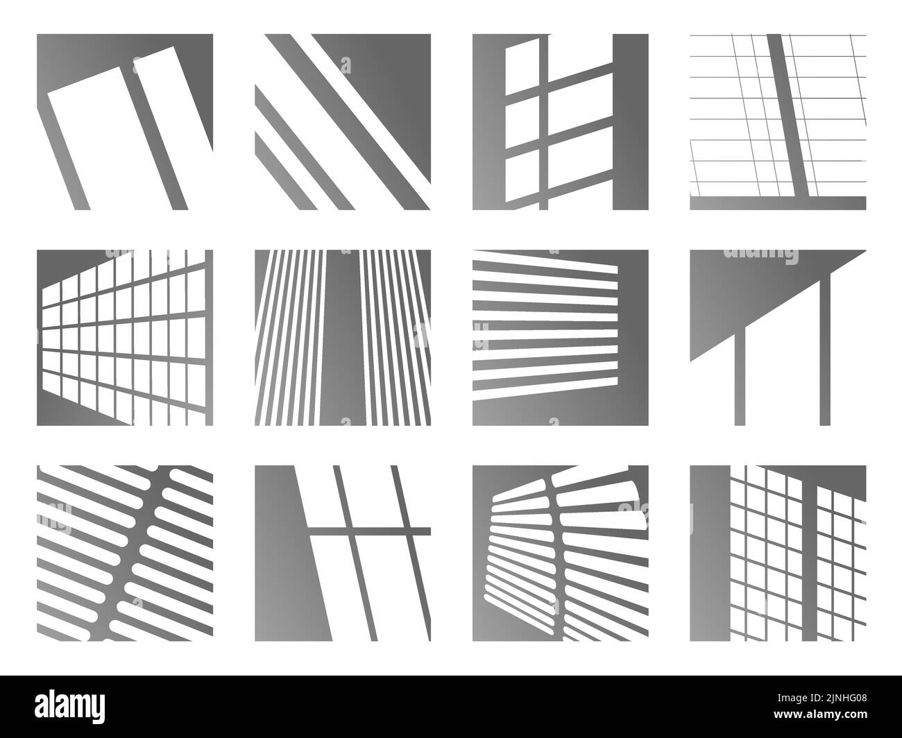Jeu de vector d'ombre de fenêtre. Collection d'effets de superposition d'ombres. Cadres de fenêtre,réflexion de la lumière sur le mur. Illustration de Vecteur